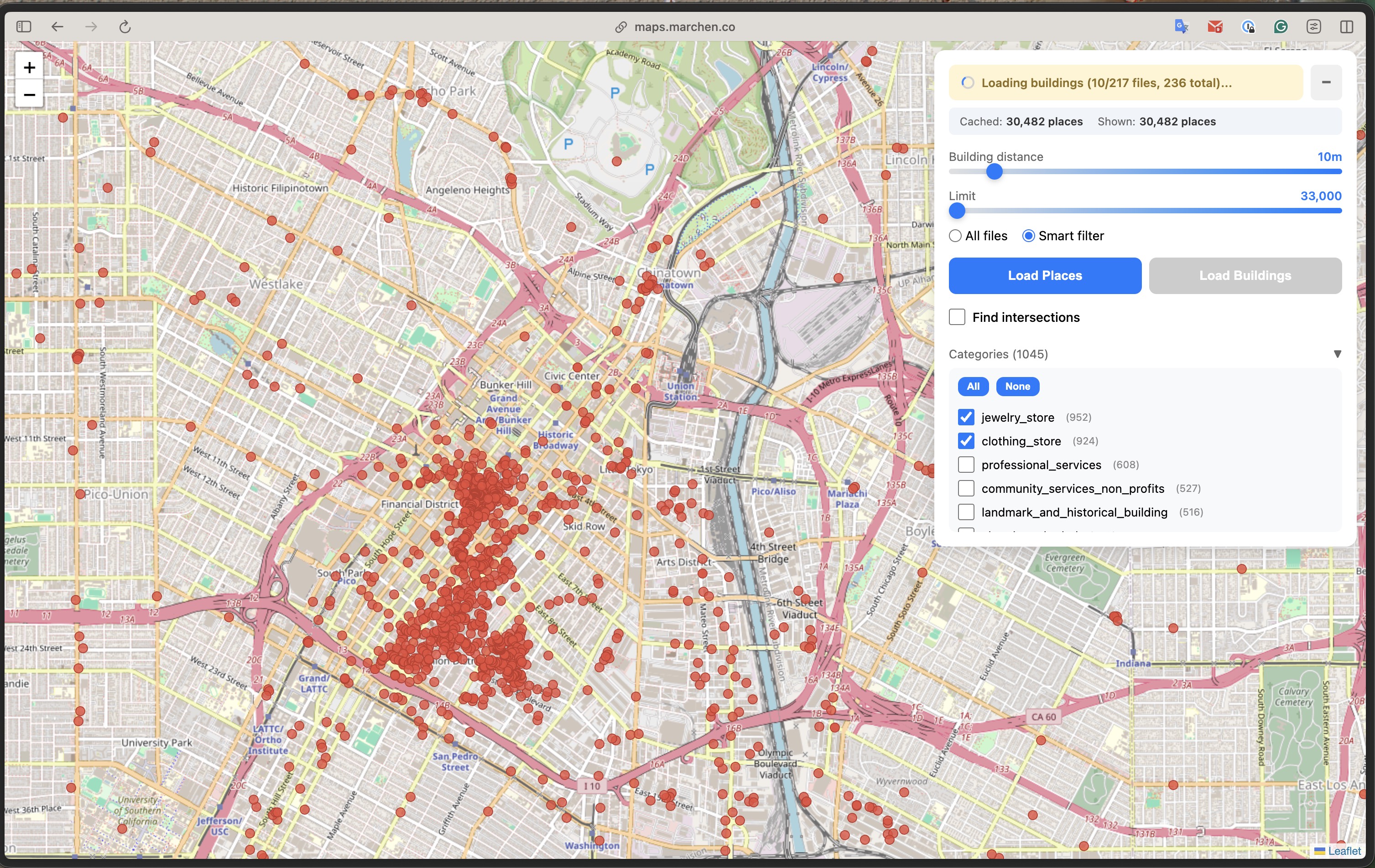 Real-time category filtering with SQL queries - jewelry stores and clothing stores from Overture Maps