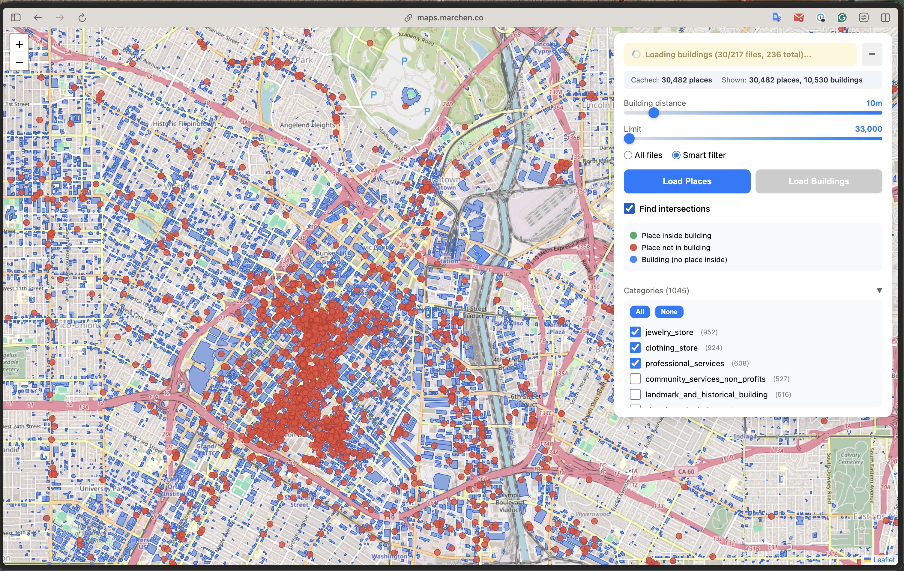 Smart Parquet file filtering - loading 10 of 217 files using bbox metadata